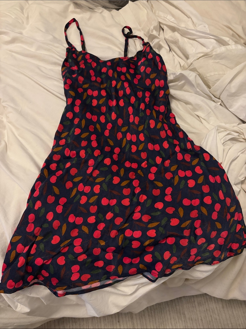 Girls Navy Cherry Print Sundress - Pink Cherry Pattern